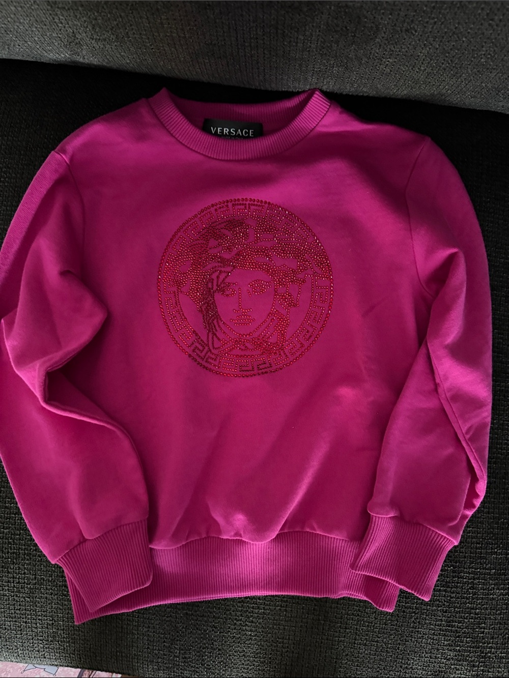 Versace Kids Fuchsia Crystal Medusa Crewneck Sweater